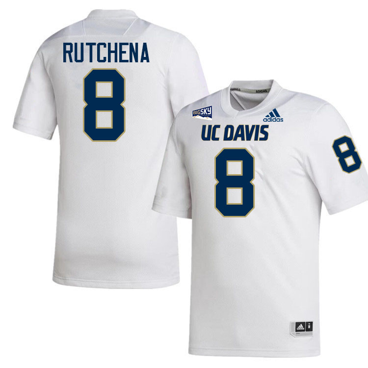 UC Davis Aggies #8 Nate Rutchena College Football Jerseys, Uniforms Stitched Sale-White